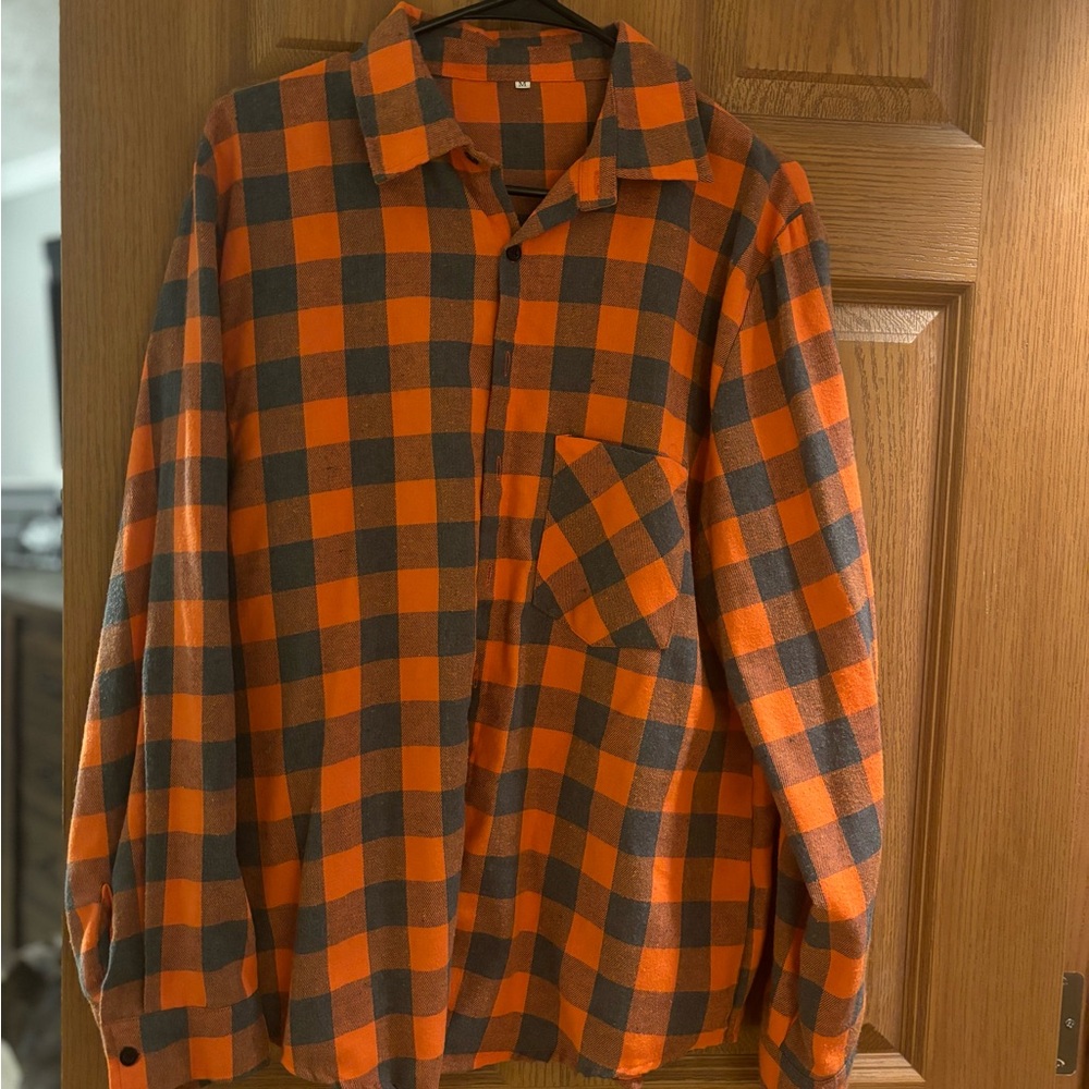 Orange and Gray size Medium Flannel. Boyfriend fit.